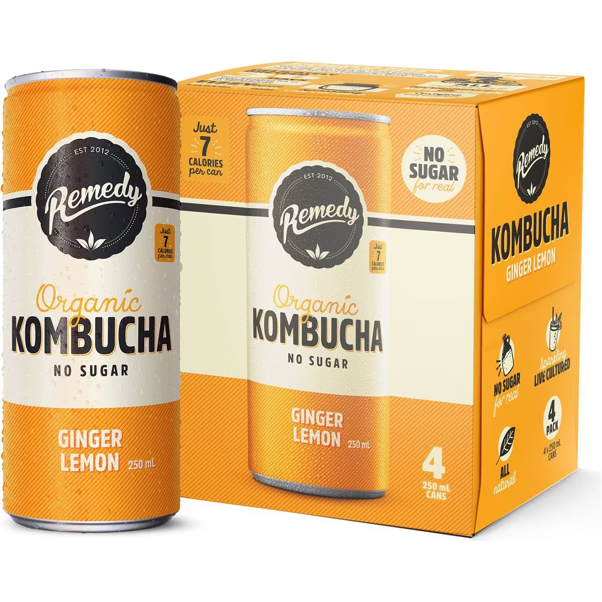 Remedy - Kombucha Ginger Lemon 4 x 250ml