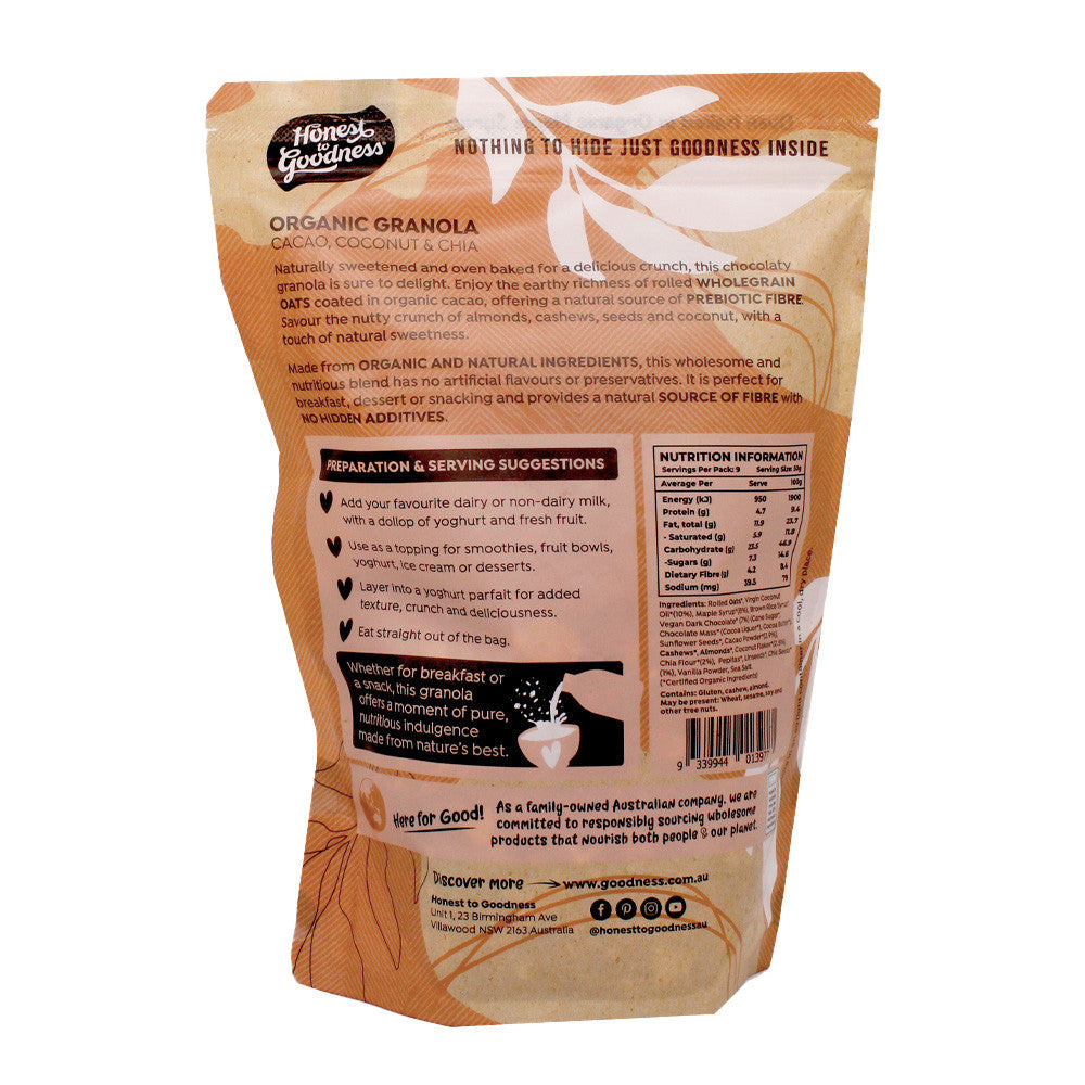 Honest to Goodness - Organic Cacao, Coconut & Chia Granola 450g