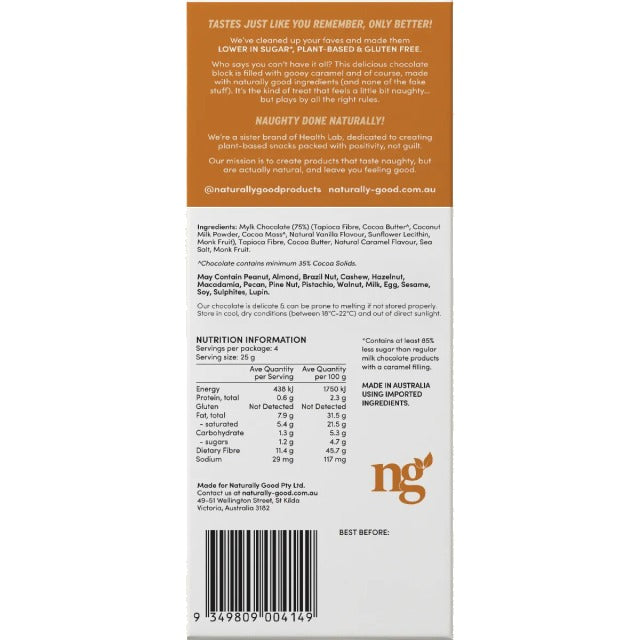 Naturally Good - Filled Chocolate Block Gooey Caramel 100g