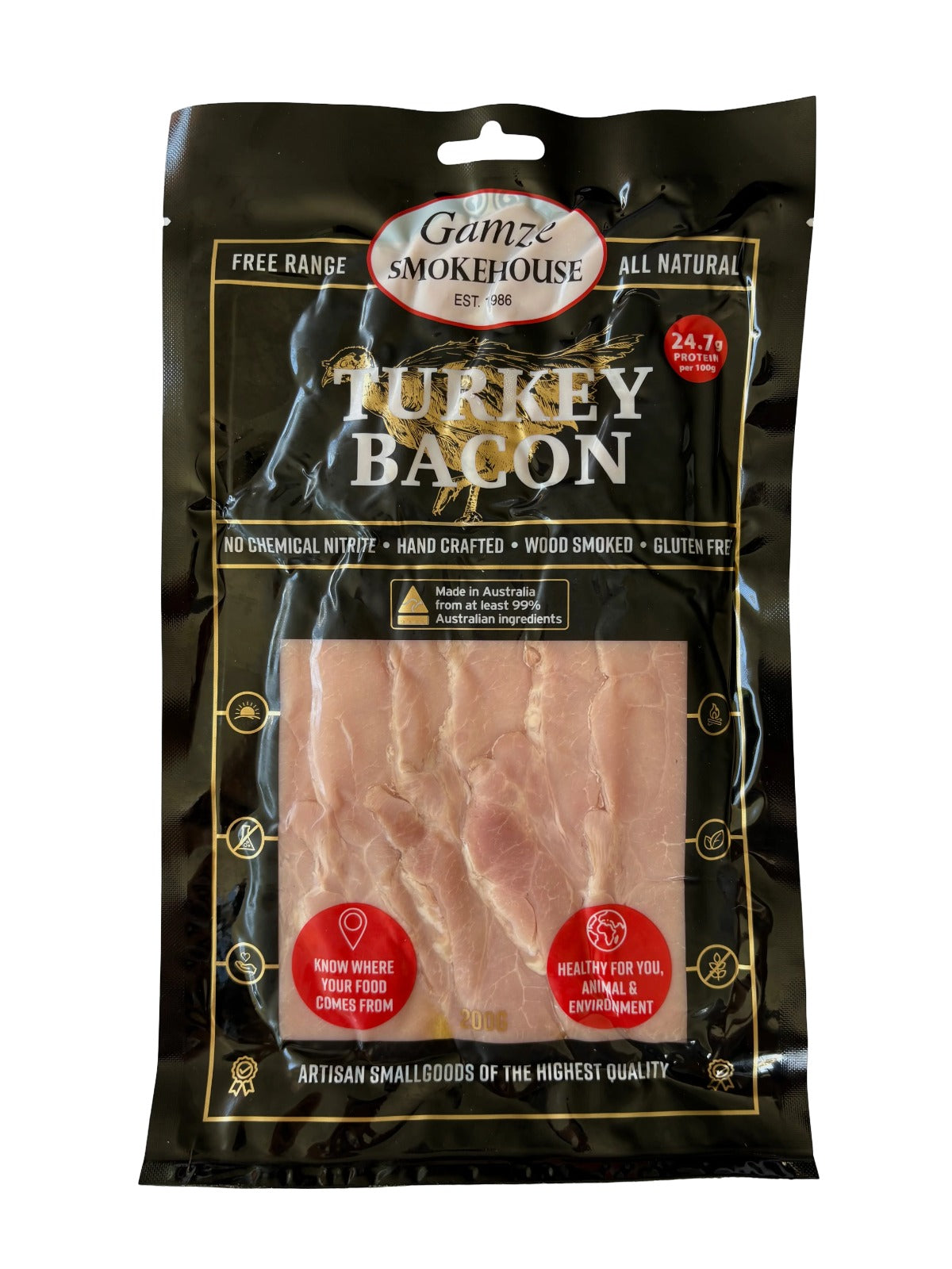 Gamze Smokehouse - Free Range Turkey Bacon (Sliced) 200g