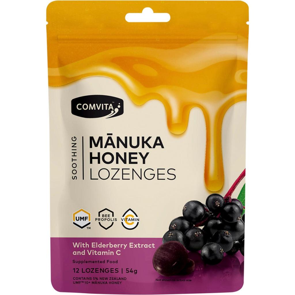 Comvita - Manuka Honey Lozenges Elderberry Extract & Vitamin C 12 x 4.5g 54g