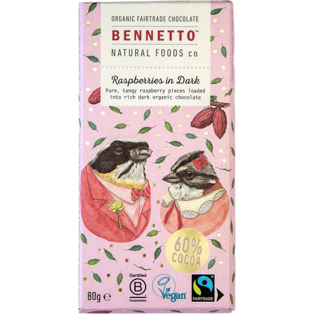 Bennetto - Organic Dark Chocolate Raspberries In Dark 80g