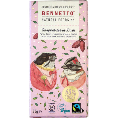 Bennetto - Organic Dark Chocolate Raspberries In Dark 80g
