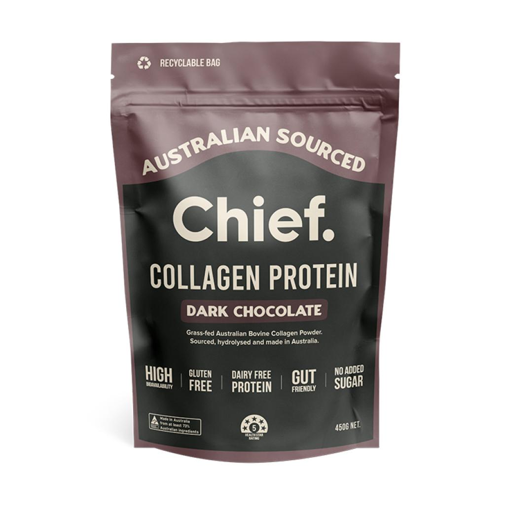 Chief Nutrition - Grass-Fed Collagen Protein Powder - Dark Chocolate 450g