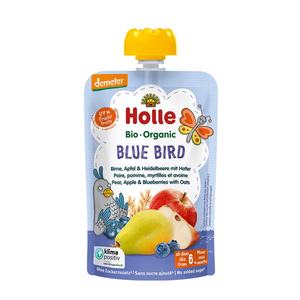 Holle - Organic Blue Bird - Pear, Apple & Blueberries with Oats 100g
