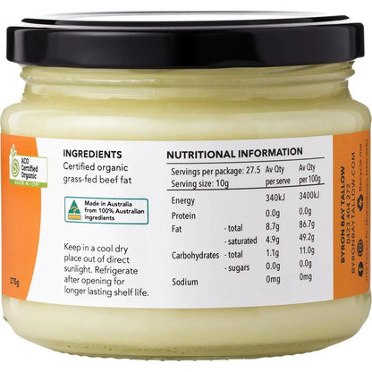 Byron Bay Tallow - Organic Grass Fed Beef Tallow 275g