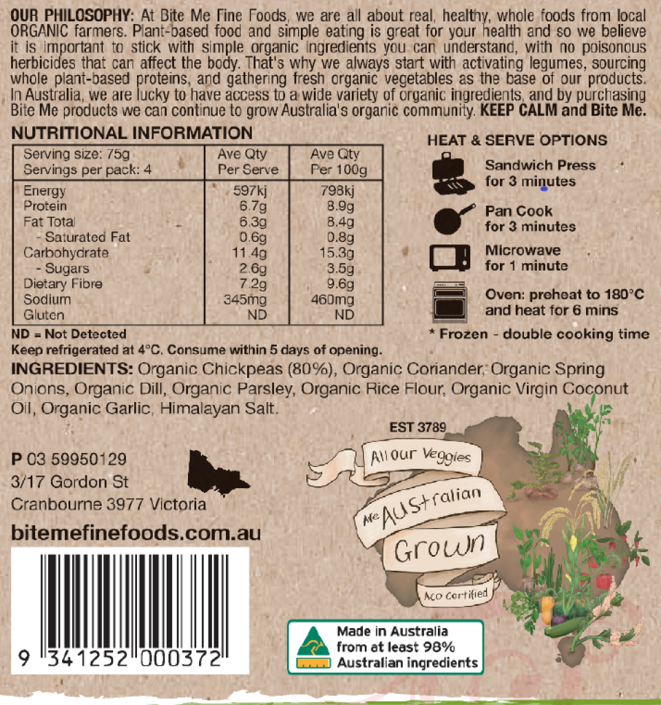 Bite Me - Organic Falafel Vegetarian 300g