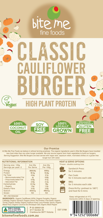 Bite Me - Classic Cauliflower Burger 250g