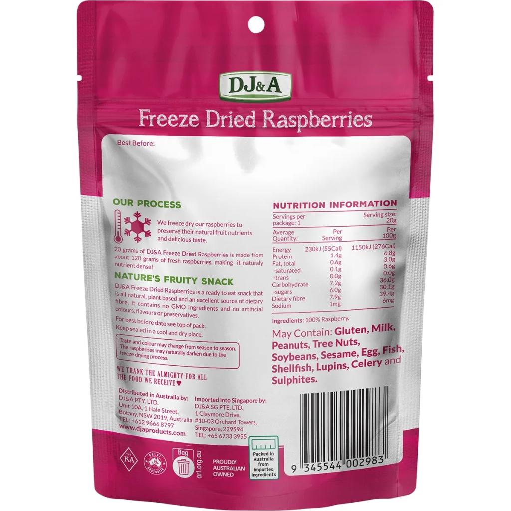 DJ&A - Freeze Dried Raspberries 20g