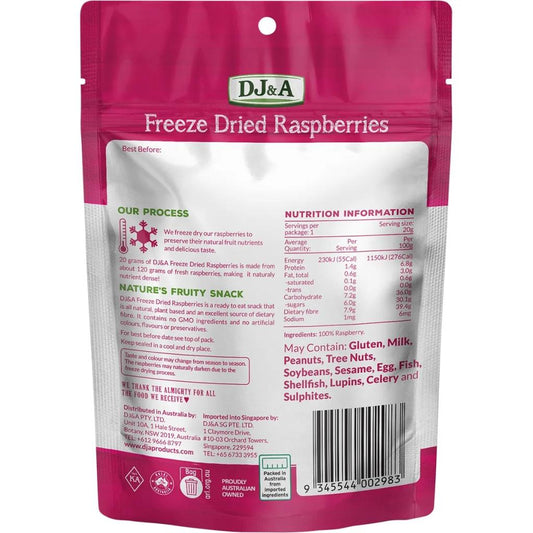 DJ&A - Freeze Dried Raspberries 20g
