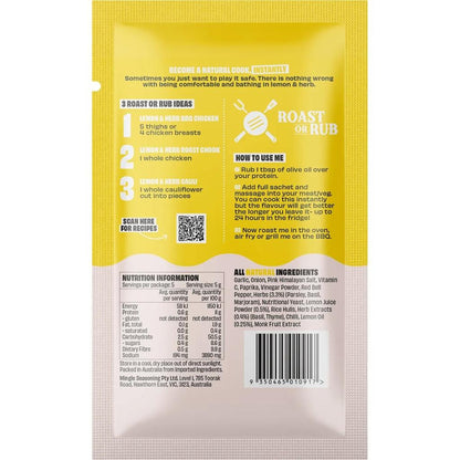 Mingle - Lemon & Herb BBQ Roast or Rub Seasoning 25g