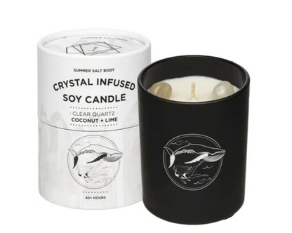 Summer Salt Body - Crystal Infused Soy Candle Clear Quartz Coconut & Lime