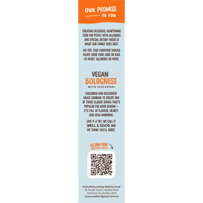 Well & Good - Vegan Bolognese with Macaroni 110g