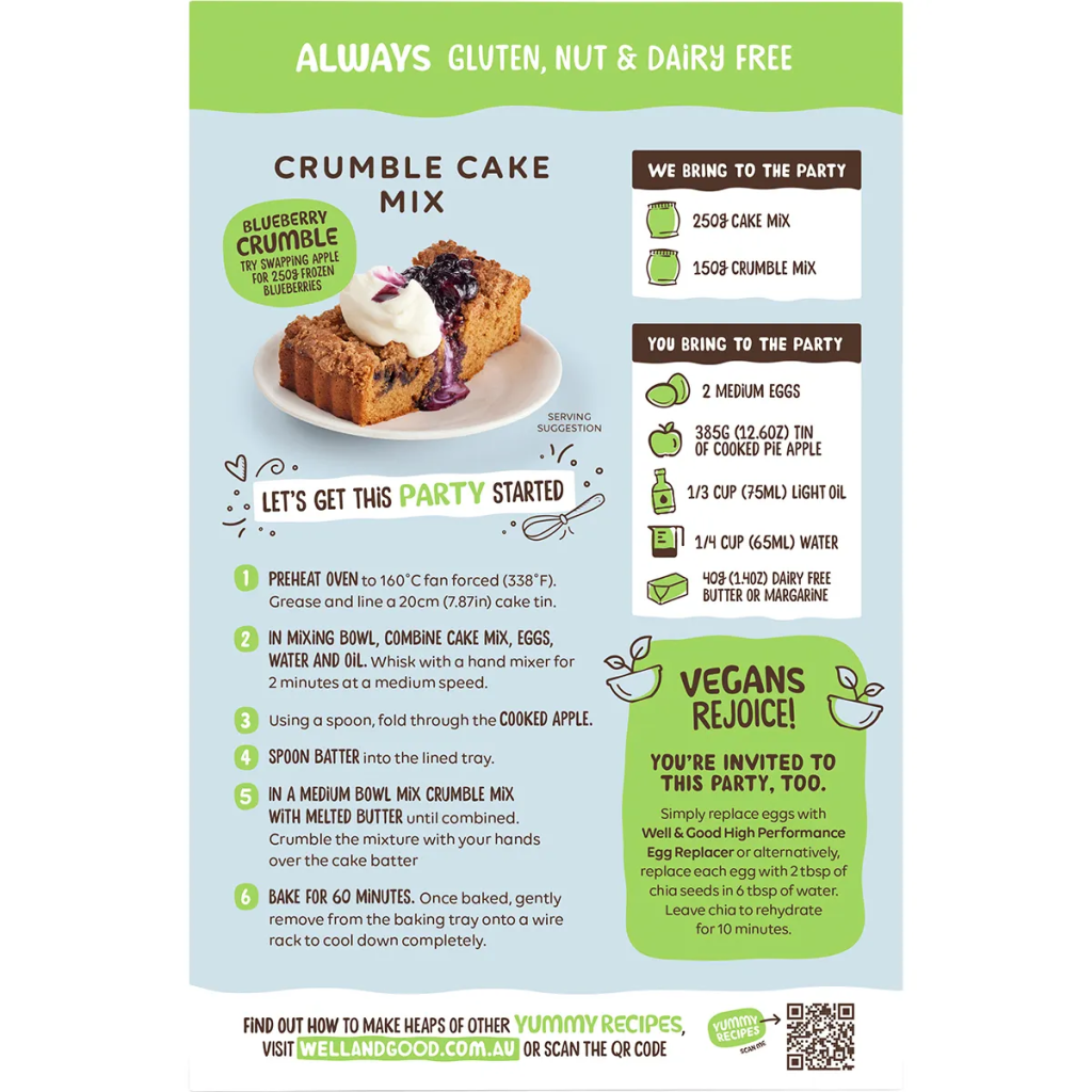 Well & Good - Crumble Cake Mix 400g