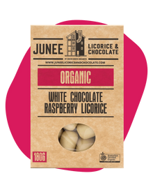 Junee - White Chocolate Raspberry Licorice 180g