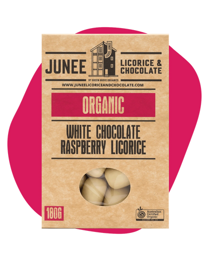 Junee - White Chocolate Raspberry Licorice 180g