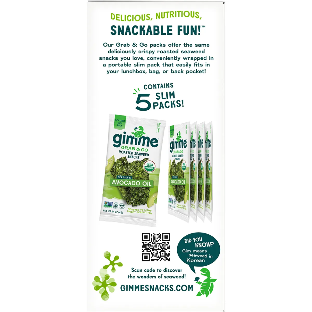 Gimme - Roasted Seaweed Snacks Grab & Go Sea Salt & Avocado Oil 5x4g