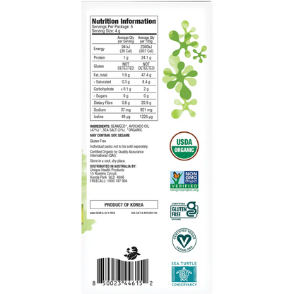 Gimme - Roasted Seaweed Snacks Grab & Go Sea Salt & Avocado Oil 5x4g
