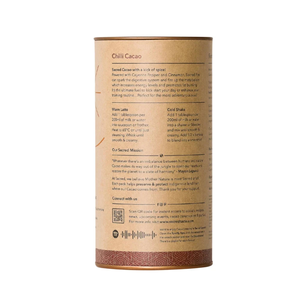Sacred Taste - Organic Drinking Cacao (Chilli Cacao) Fire 250g