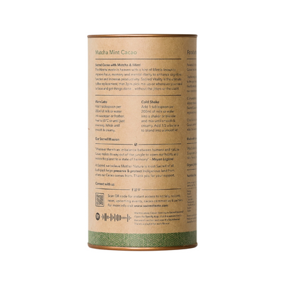 Sacred Taste - Organic Drinking Cacao (Matcha Mint Cacao) Vitality 250g