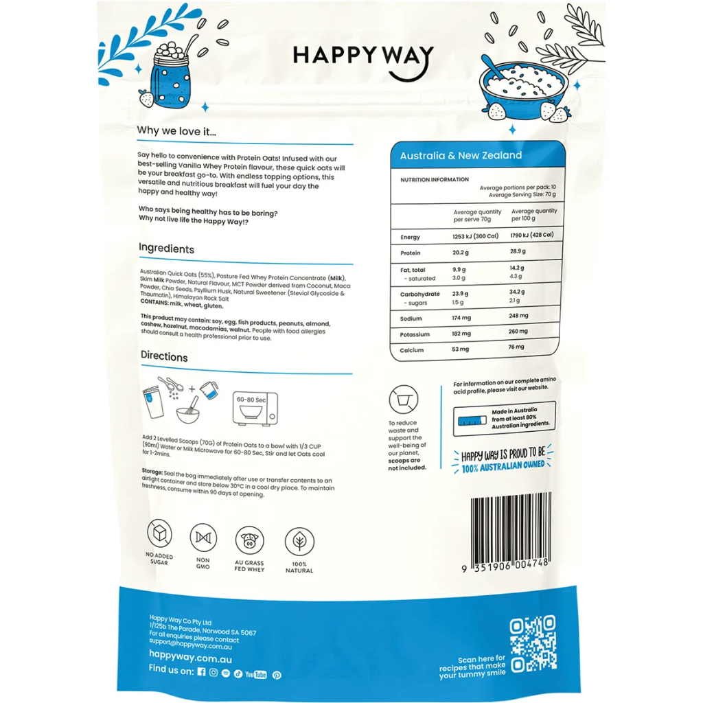 Happy Way - Whey Protein Quick Oats Vanilla 700g