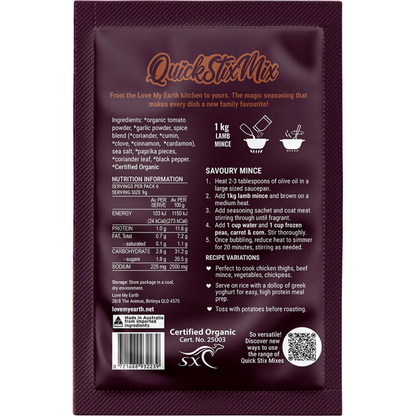 Love My Earth - Quick Stix Mix Organic Recipe Base Savoury Mince 55g