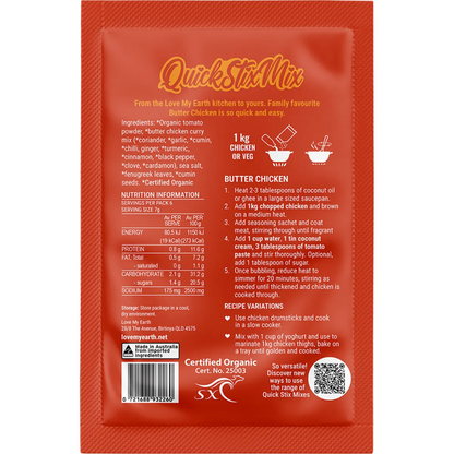 Love My Earth - Quick Stix Mix Organic Recipe Base Butter Chicken 45g
