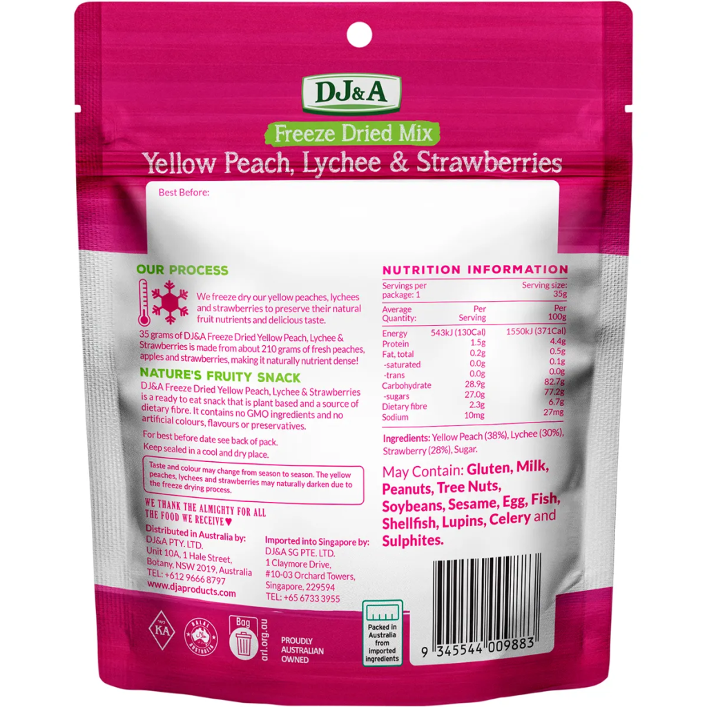 DJ&A - Yellow Peach, Lychee & Strawberries 35g