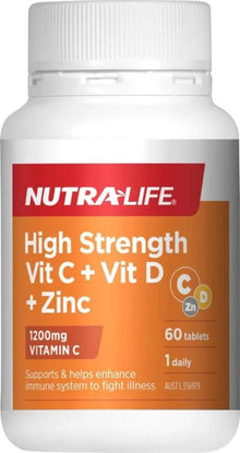NutraLife - High Strength Vit C + Vit D + Zinc 60t