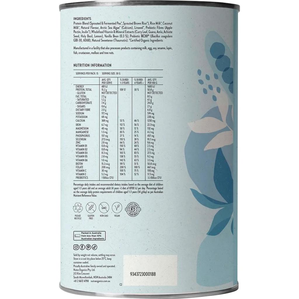 Nutra Organics - Thriving Family Protein Smooth Vanilla 450g