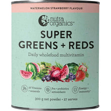 Nutra Organics - Super Greens + Reds Watermelon Strawberry 300g