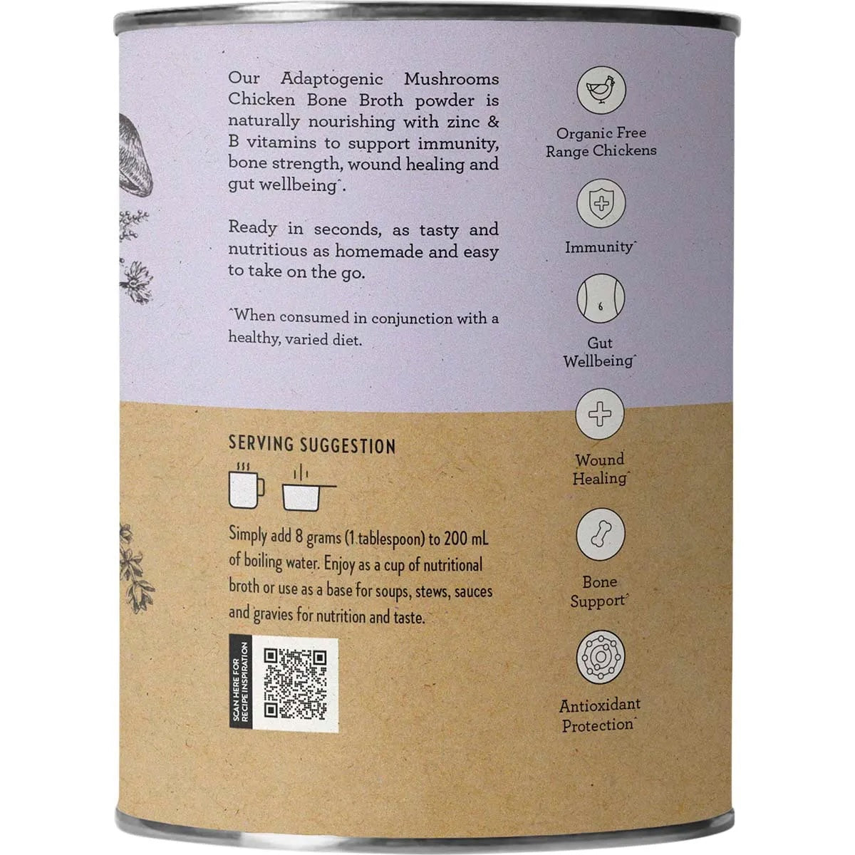 Nutra Organics - Bone Broth Chicken Adaptogenic Mushrooms 125g