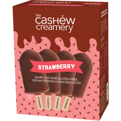 The Cashew Creamery - Strawberry Ice Creme Bar 4pk