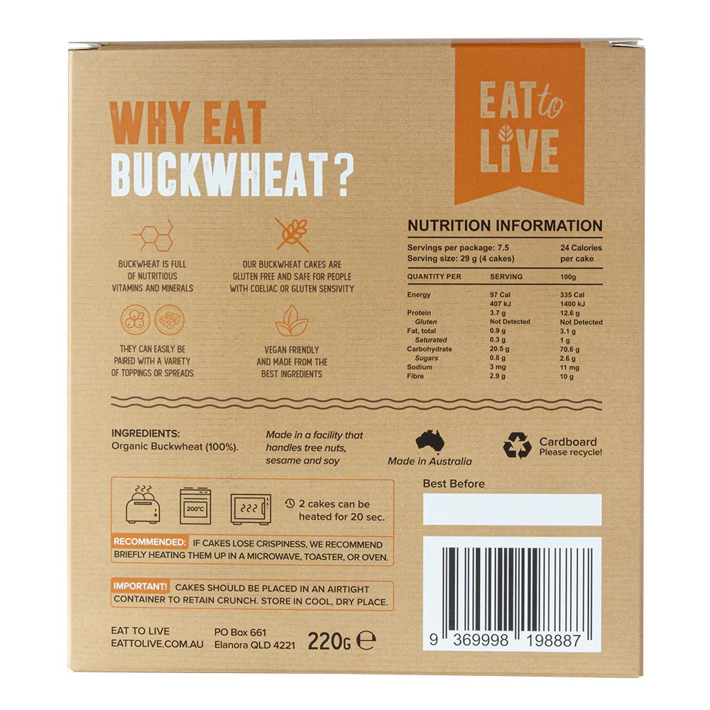 Eat To Live - Buckwheat Cakes No Added Salt 220g