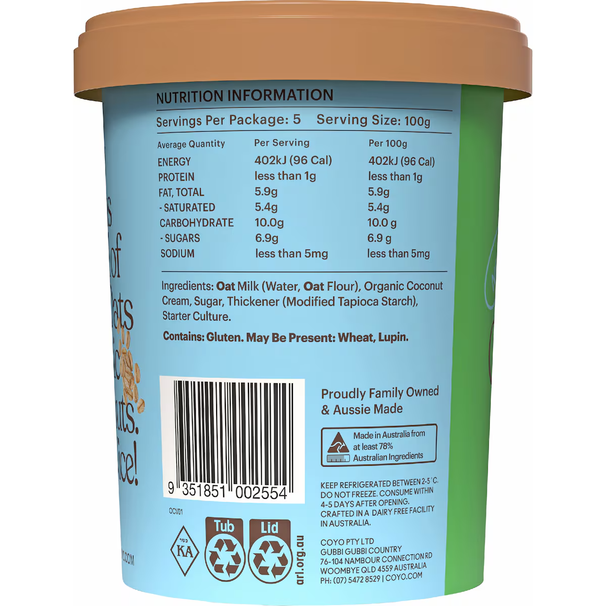 Coyo - Natural Oat & Coconut Yoghurt 500g 500g