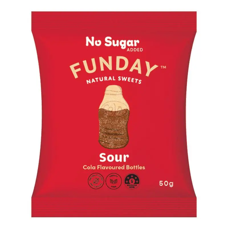 Funday Natural Sweets - Sour Cola Bottles 50g