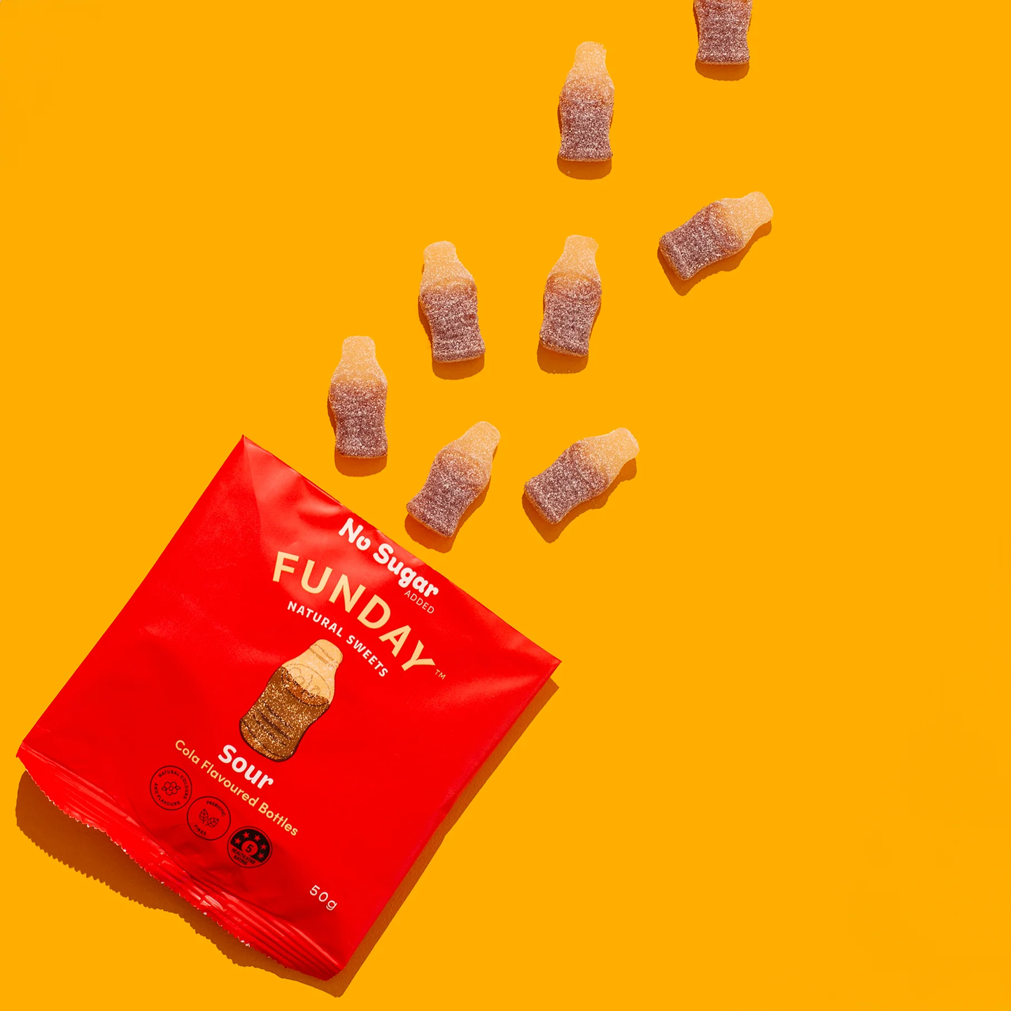 Funday Natural Sweets - Sour Cola Bottles 50g