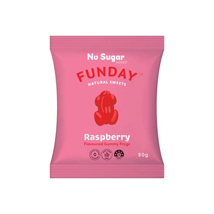 Funday Natural Sweets - Raspberry Flavoured Gummy Frogs 50g