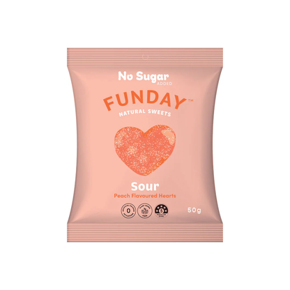 Funday Natural Sweets - Sour Peach Flavoured Hearts 50g