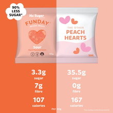 Funday Natural Sweets - Sour Peach Flavoured Hearts 50g