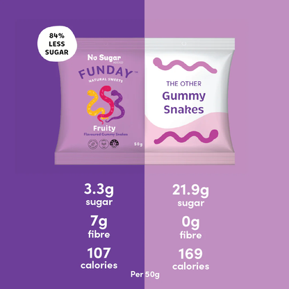 Funday Natural Sweets - Fruity Gummy Snakes 50g