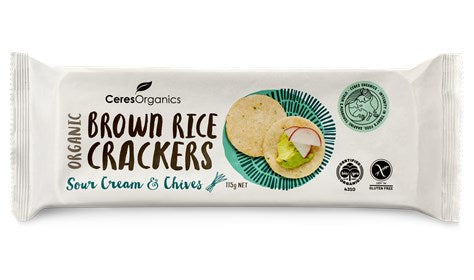 Ceres Organics - Organic Brown Rice Crackers, Sour Cream & Chives 115g