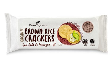 Ceres Organics - Brown Rice Crackers Sea Salt & Vinegar 115g