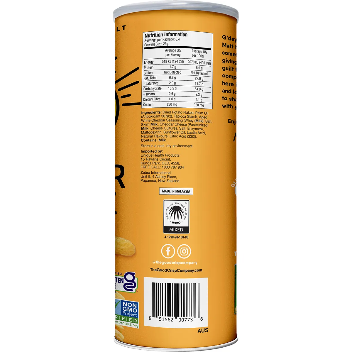 The Good Crisp Co. - Cheddar Cheese Potato Crisps 160g