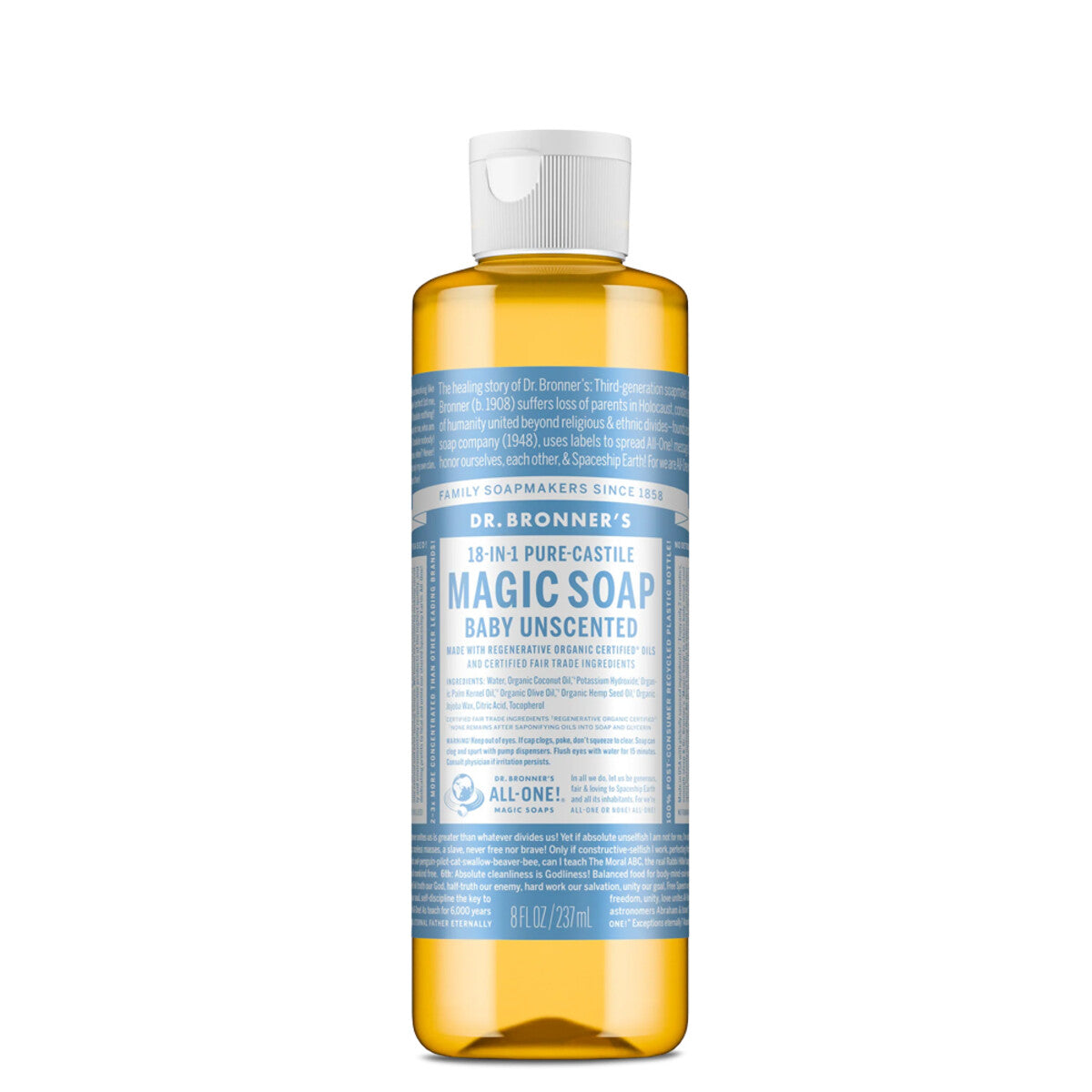 Dr Bronners - Baby Unscented Pure Castile Liquid Soap 237ml