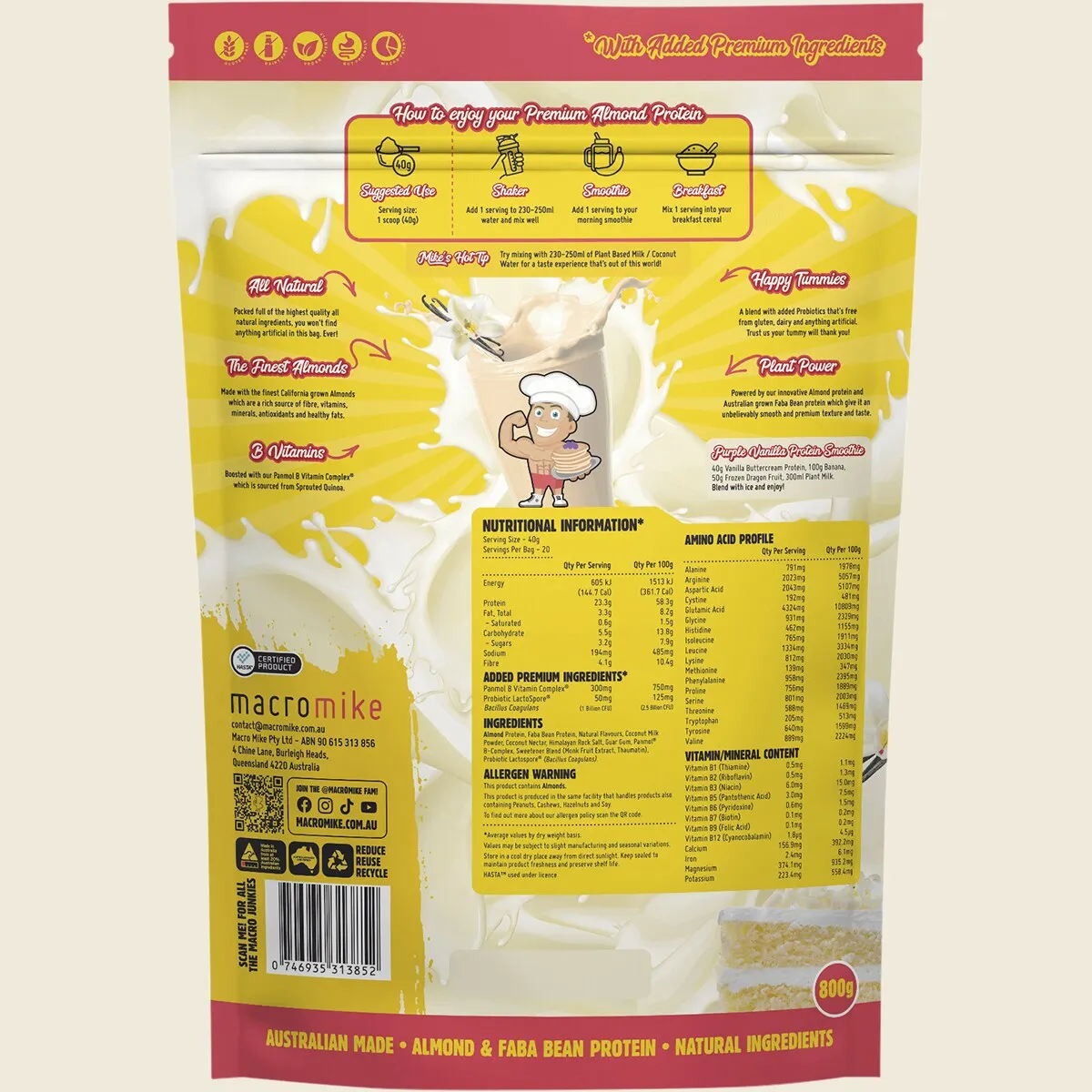 Macro Mike - Premium Almond Protein Vanilla Buttercream 800g