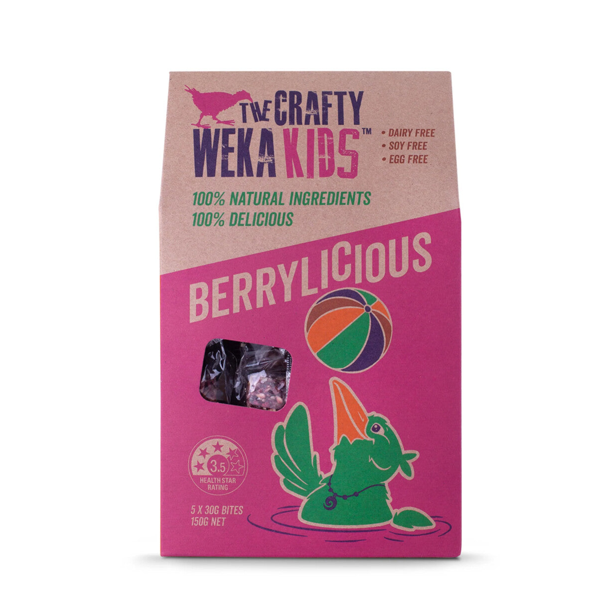 The Crafty Weka - Berrylicious Muesli Bar Pouch 5x 30g bite-sized bars 150g