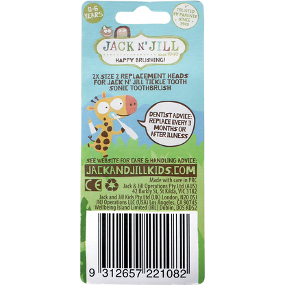 Jack N' Jill - Replacement Heads Sonic Toothbrush Tickle Tooth 2pk