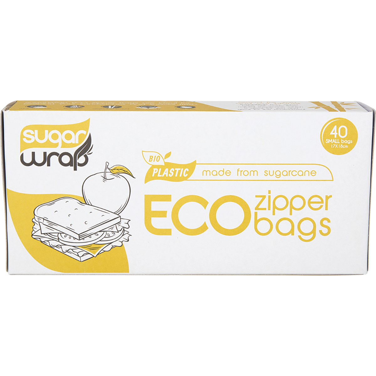 sugarwrap - Eco Zipper Bags Made from Sugarcane Small 40pk