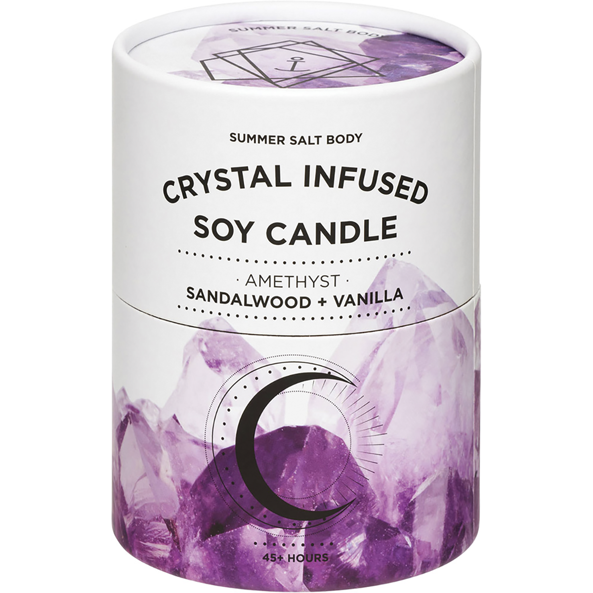 Summer Salt Body - Crystal Infused Soy Candle Amethyst Sandalwood & Vanilla